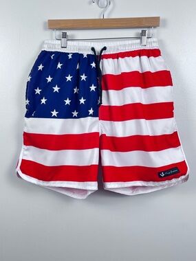 Rowdy Gentleman Men's Elastic Waist Mesh Lined USA Swim Trunks Size XL Beach